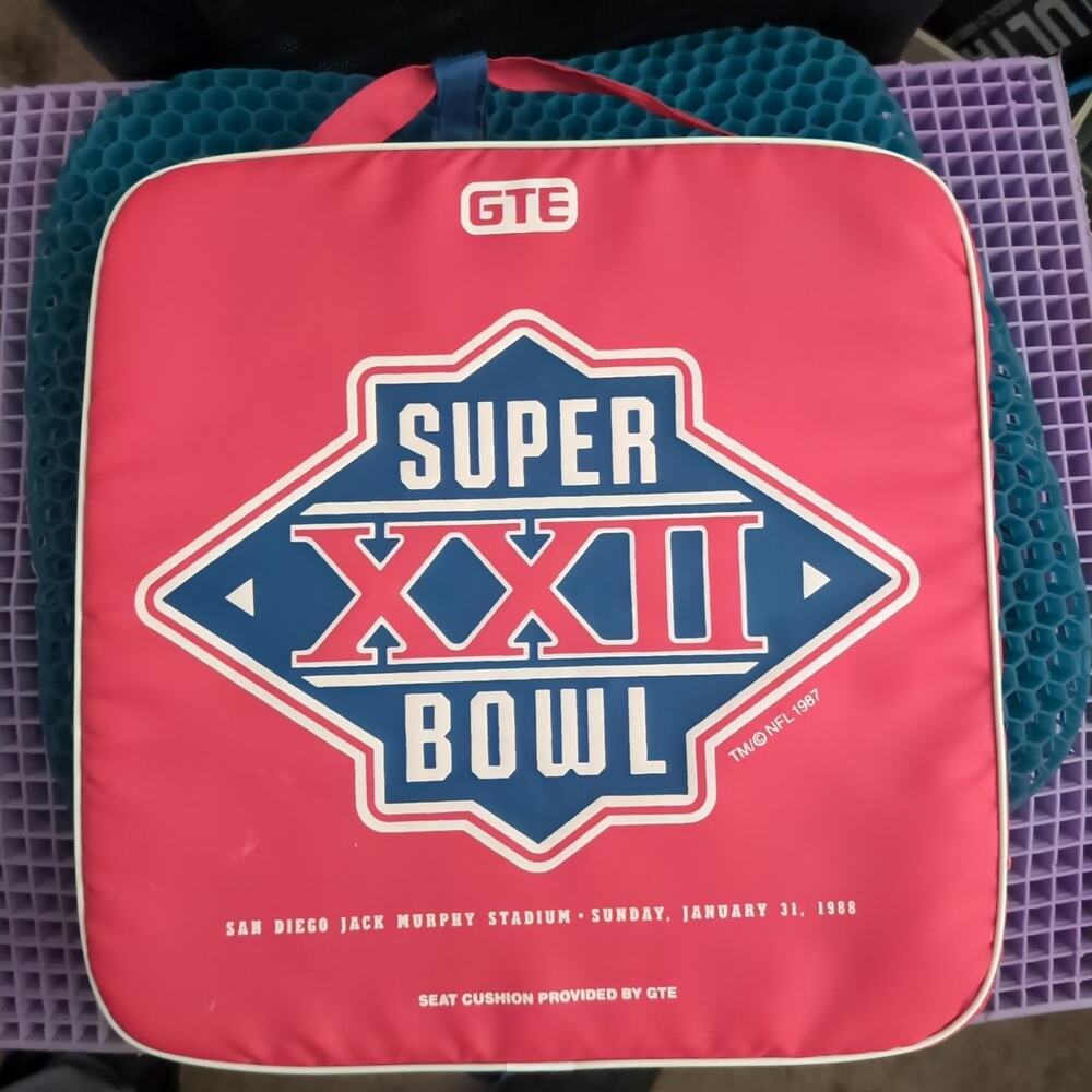 Super Bowl 22 XXII Seat Cushion 1988 GTE COMPLETE With Strap